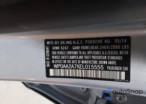2014 Porsche Panamera 4 from USA, damaged, VIN WP0AA2A7XEL015555